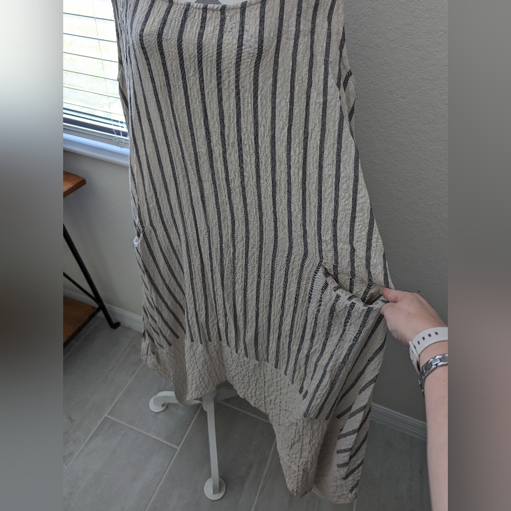 Gershon Bram Beige & Black Striped Gauze Striped … - image 2